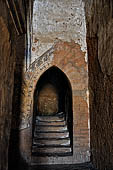 Bagan Myanmar. The long, narrow corridors with high ceiling inside Dhammayangyi temple. 